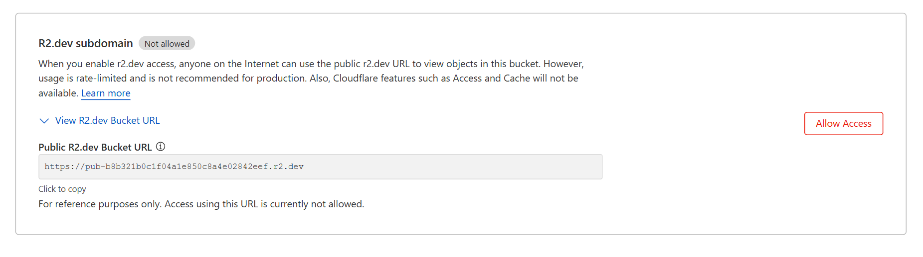 Obtaining the download URL for the Cloudflare R2 Storage Bucket